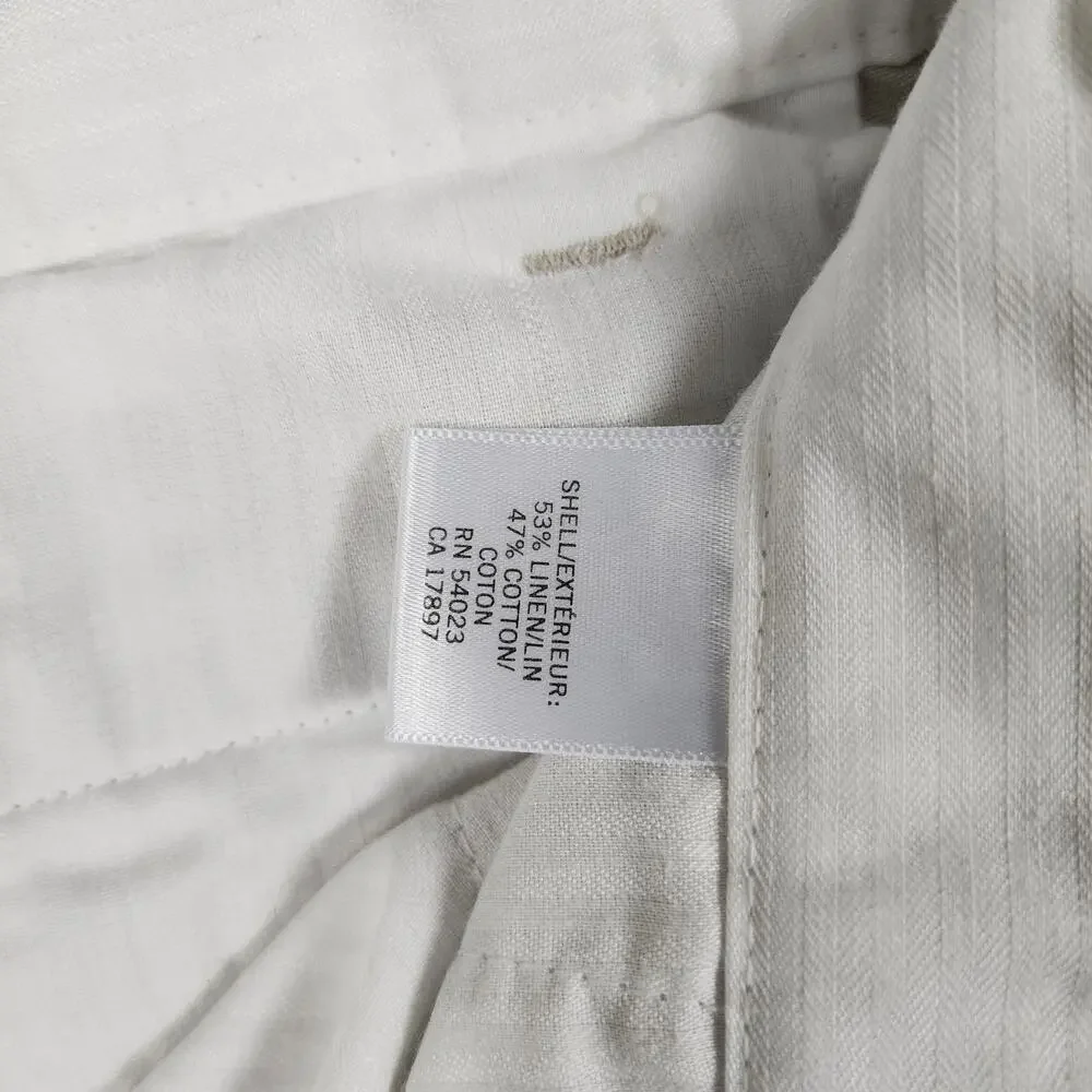 Banana Republic Gavin Chino Pants Mens 38x30 (Fit 38x29) Linen Blend Flat Beige